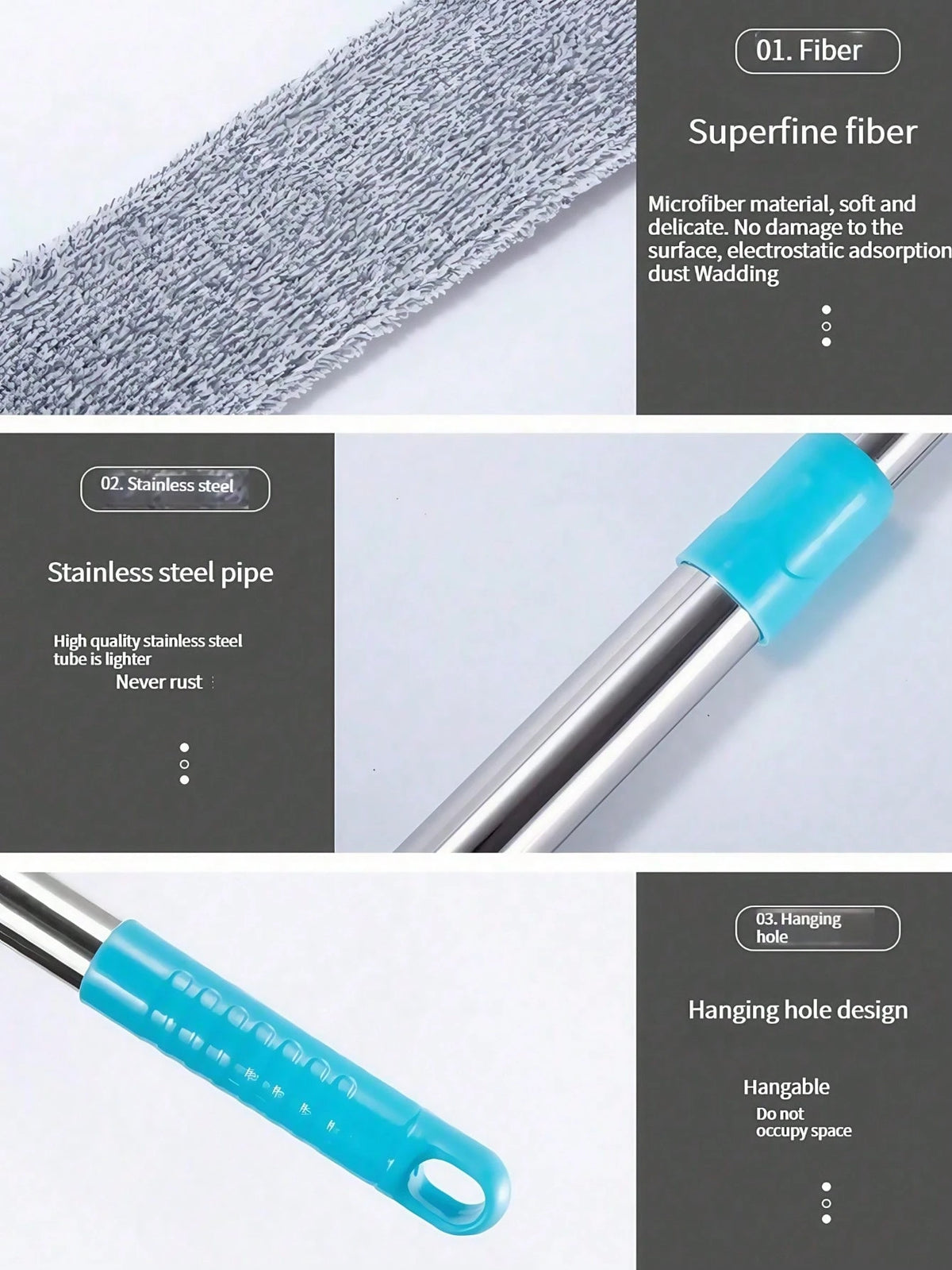 Adjustable Microfiber Cleaning Duster with Extension Pole – Retractable Dust Cleaner for Furniture, Beds, Ceilings & Hard-to-Reach Areas