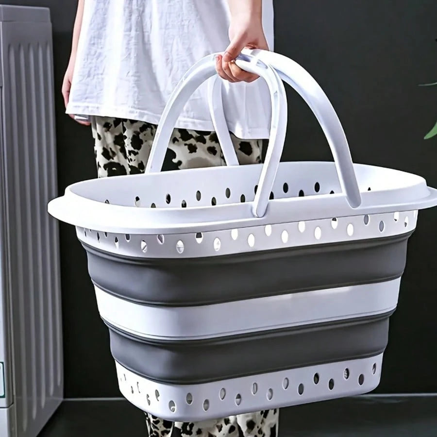 Space-Saving 11.36gal Collapsible Laundry Hamper - Durable, Foldable Plastic Basket With Handles For Easy Storage & Organization