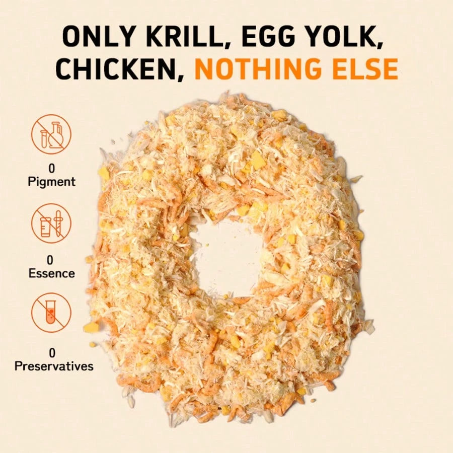 Teuteur Freeze-Dried Dog Treat with krill, egg yolk, and chicken floss