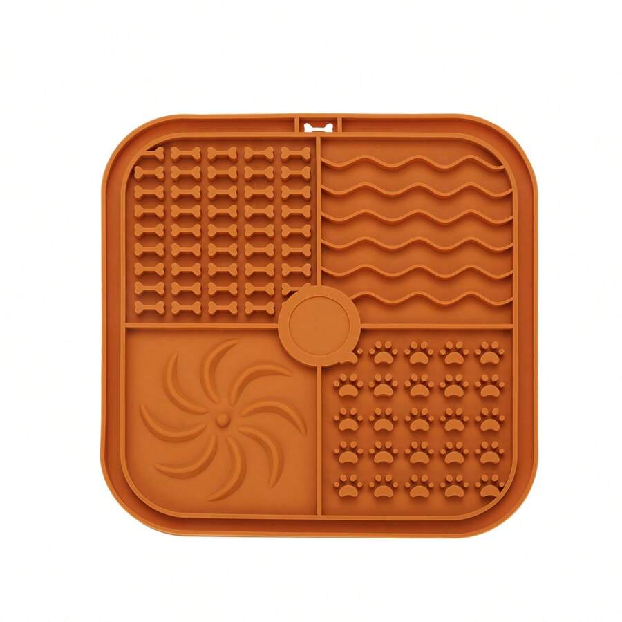 Square silicone dog lick mat with suction cup, slow feeder bowl mat