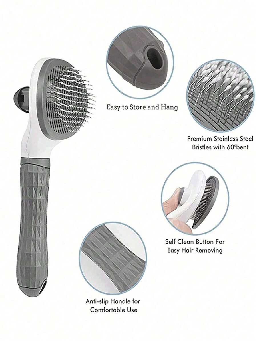 Pet massage brush gently detangling knots in fur