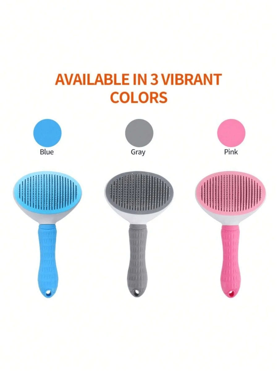 Grooming brush with comfortable handle for pets