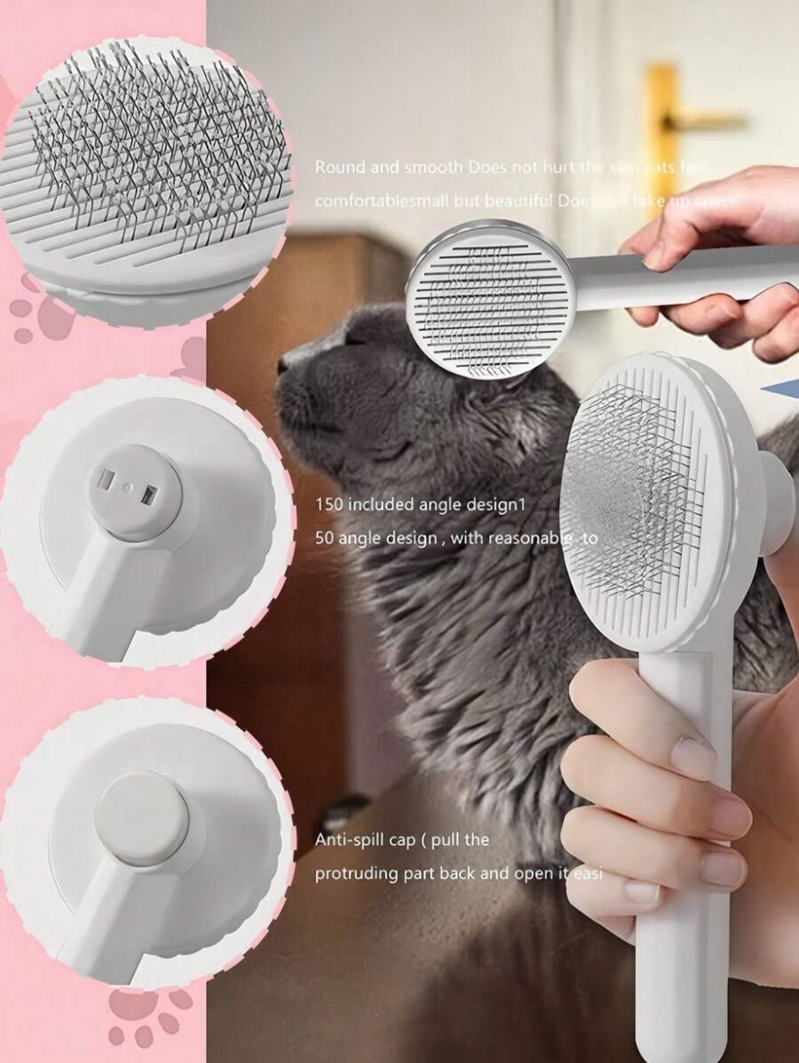 Slicker brush removing loose shedding hair from a dog