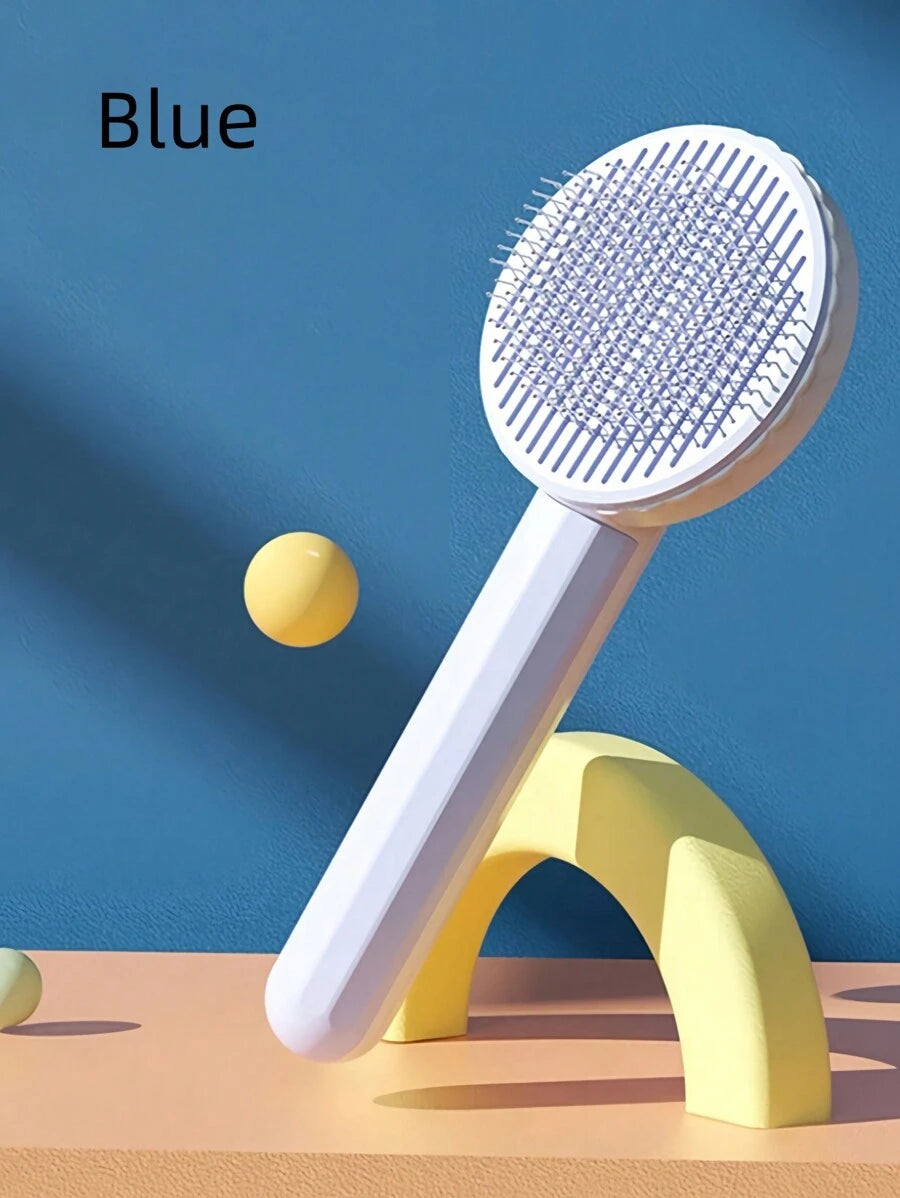 Close-up of slicker brush bristles for pet coat care