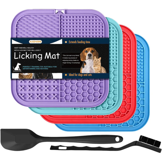 Lick mat for dogs and cats, 3-pack silicone licking pads with suction cups
