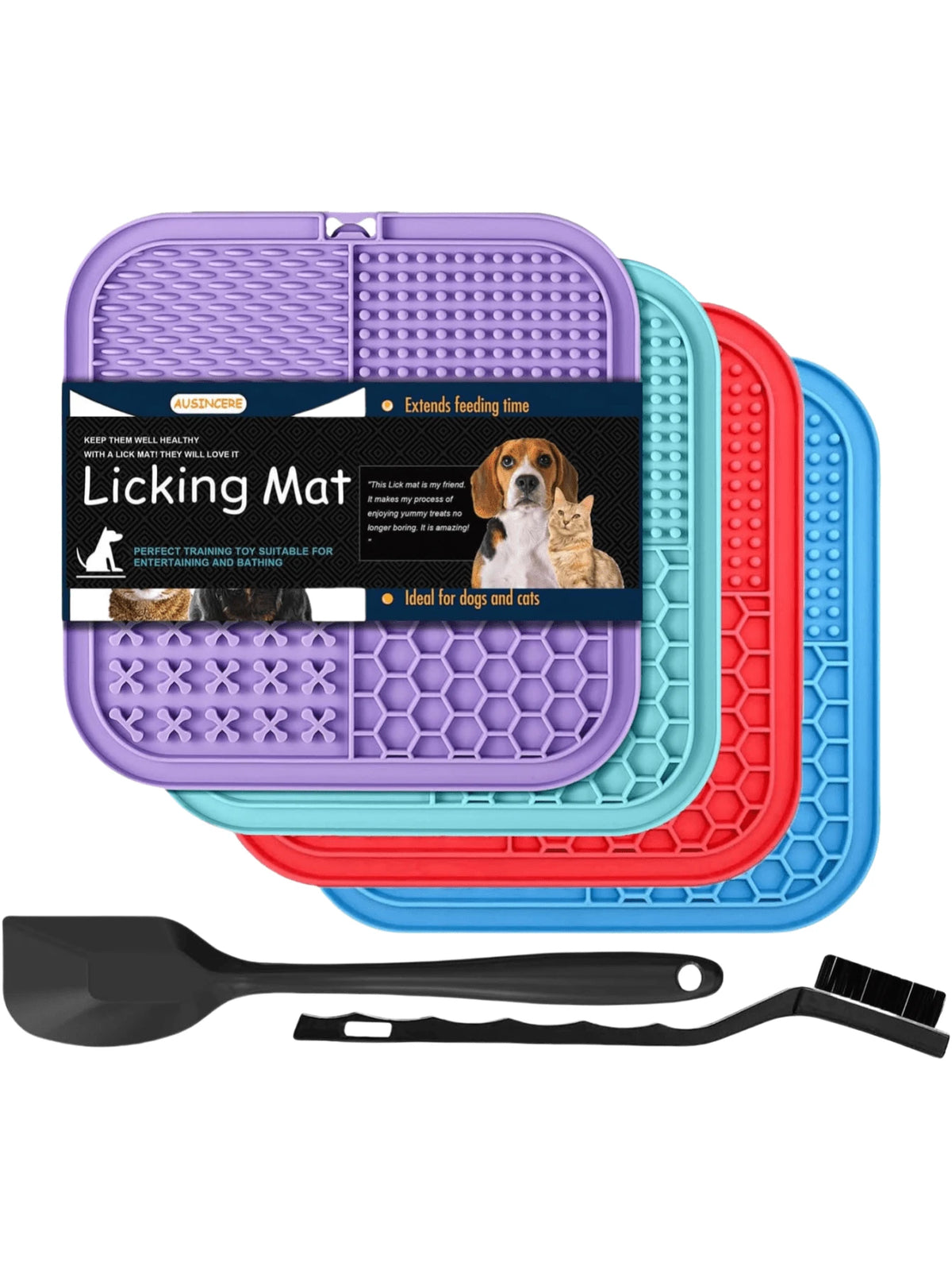 7.9 inch silicone lick mat slow feeder for dogs, front view