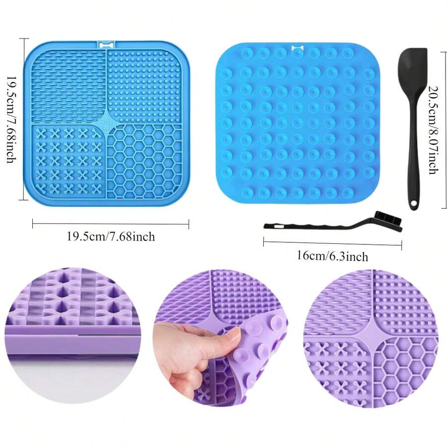Set of three silicone lick mats in multiple colors