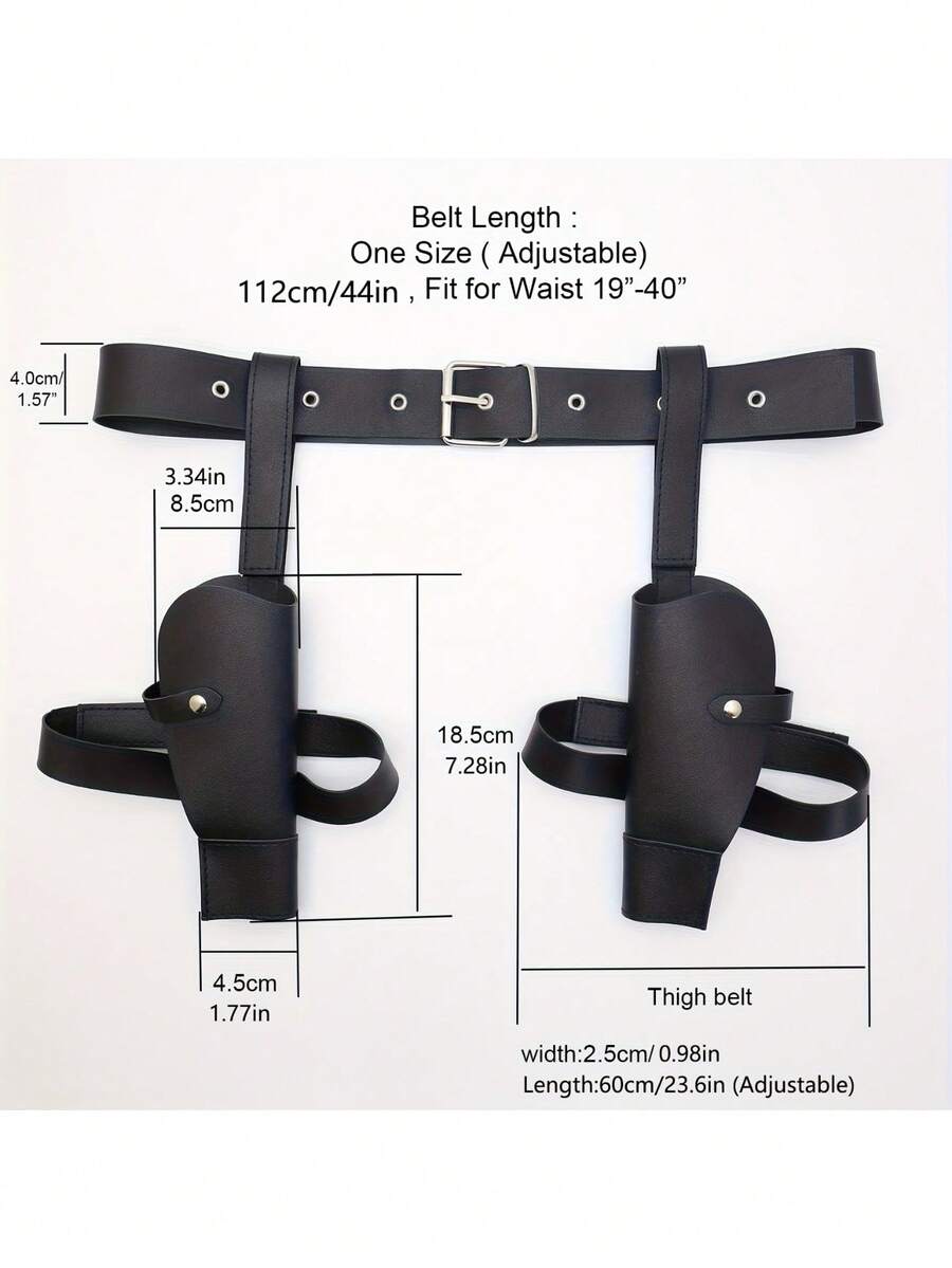 Brown Western cowboy belt with dual holsters and golden-tone buckle