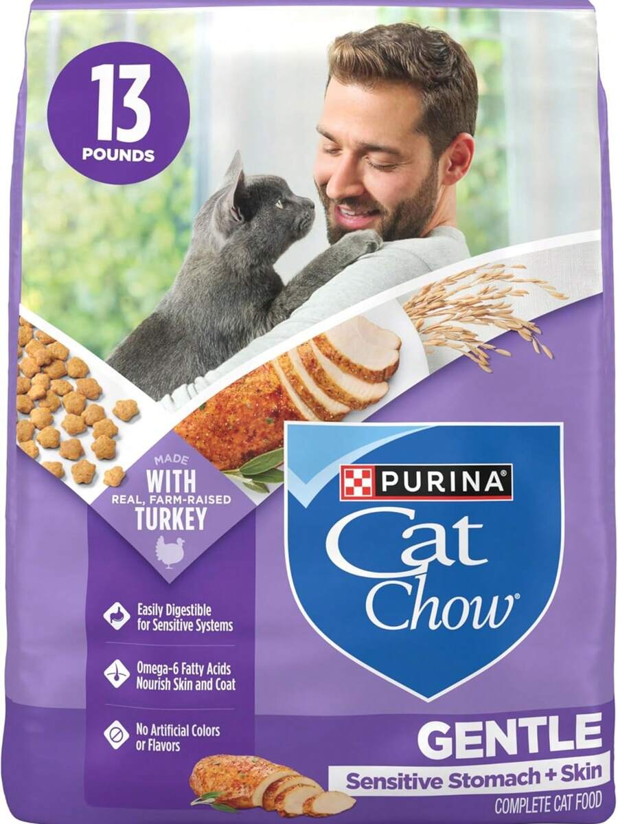 Purina Cat Chow Gentle sensitive stomach and skin dry cat food with turkey 13 lb bag