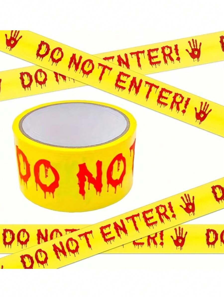 Halloween Caution Tape, Yellow And Red Danger Warning Tape, Suitable For Indoor And Outdoor Decoration Of Ghosts And Monsters Themes, Can Be Used As Safety Barrier For Parties, Doors, Yards, Haunted Houses And Horror Scenes