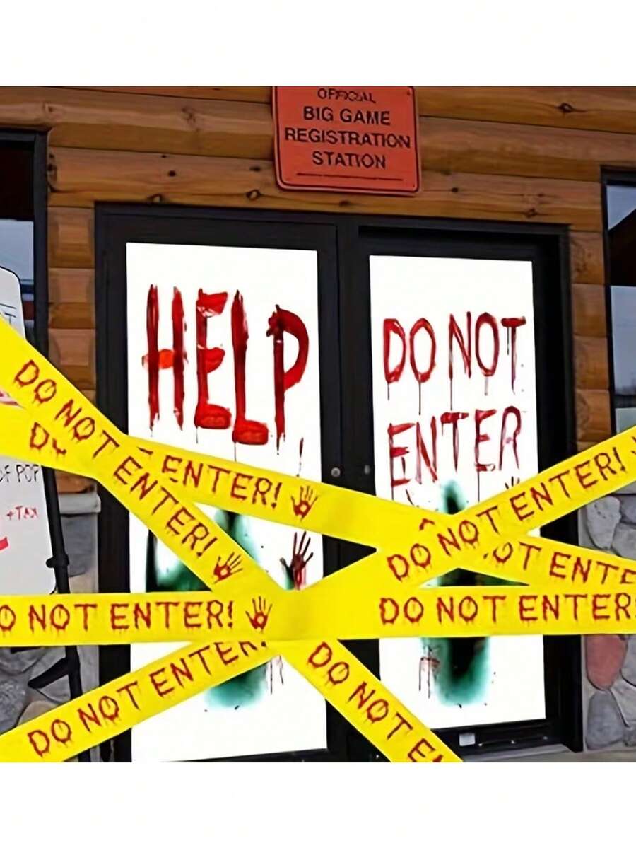Halloween Caution Tape, Yellow And Red Danger Warning Tape, Suitable For Indoor And Outdoor Decoration Of Ghosts And Monsters Themes, Can Be Used As Safety Barrier For Parties, Doors, Yards, Haunted Houses And Horror Scenes