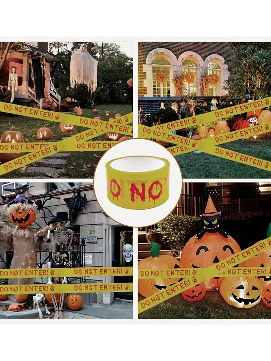 Halloween Caution Tape, Yellow And Red Danger Warning Tape, Suitable For Indoor And Outdoor Decoration Of Ghosts And Monsters Themes, Can Be Used As Safety Barrier For Parties, Doors, Yards, Haunted Houses And Horror Scenes