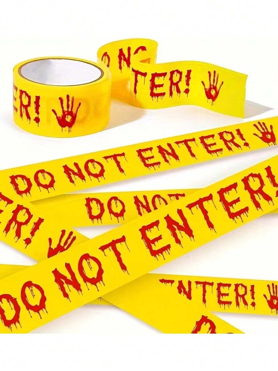 Halloween Caution Tape, Yellow And Red Danger Warning Tape, Suitable For Indoor And Outdoor Decoration Of Ghosts And Monsters Themes, Can Be Used As Safety Barrier For Parties, Doors, Yards, Haunted Houses And Horror Scenes