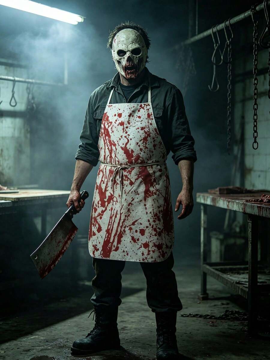 1pc Horror Halloween Bloody Apron Costume, Butcher Role Play Prank Prop With Blo