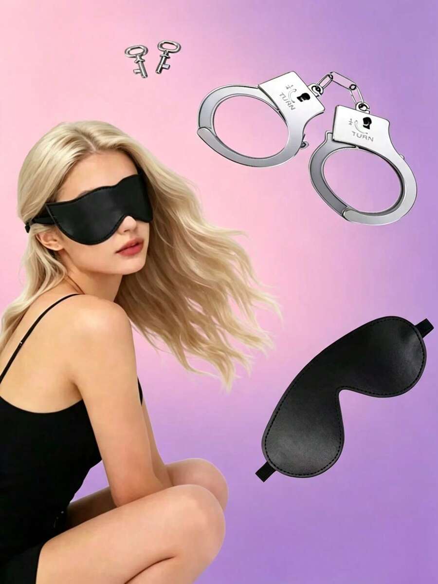 Halloween Costume Role Play Accessories, Black PU Leather Eye Mask And Plastic H - image 2