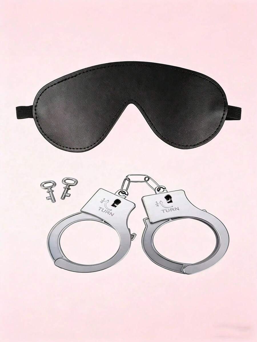 Halloween Costume Role Play Accessories, Black PU Leather Eye Mask And Plastic H - image 3