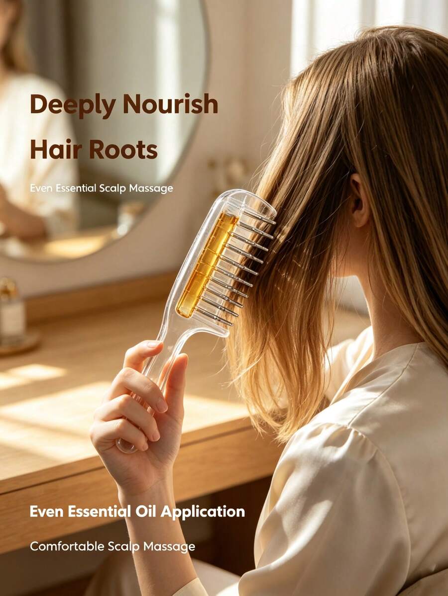 Scalp Hair Oil Dispensing Comb, Hair Root Essence Applicator, Refillable Hair Ca - image 6