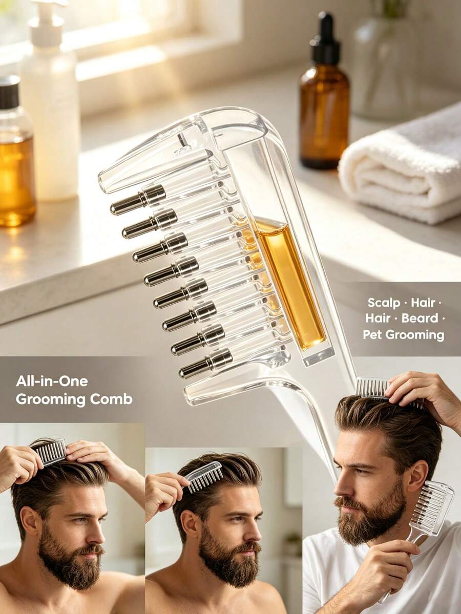 Scalp Hair Oil Dispensing Comb, Hair Root Essence Applicator, Refillable Hair Ca - image 2