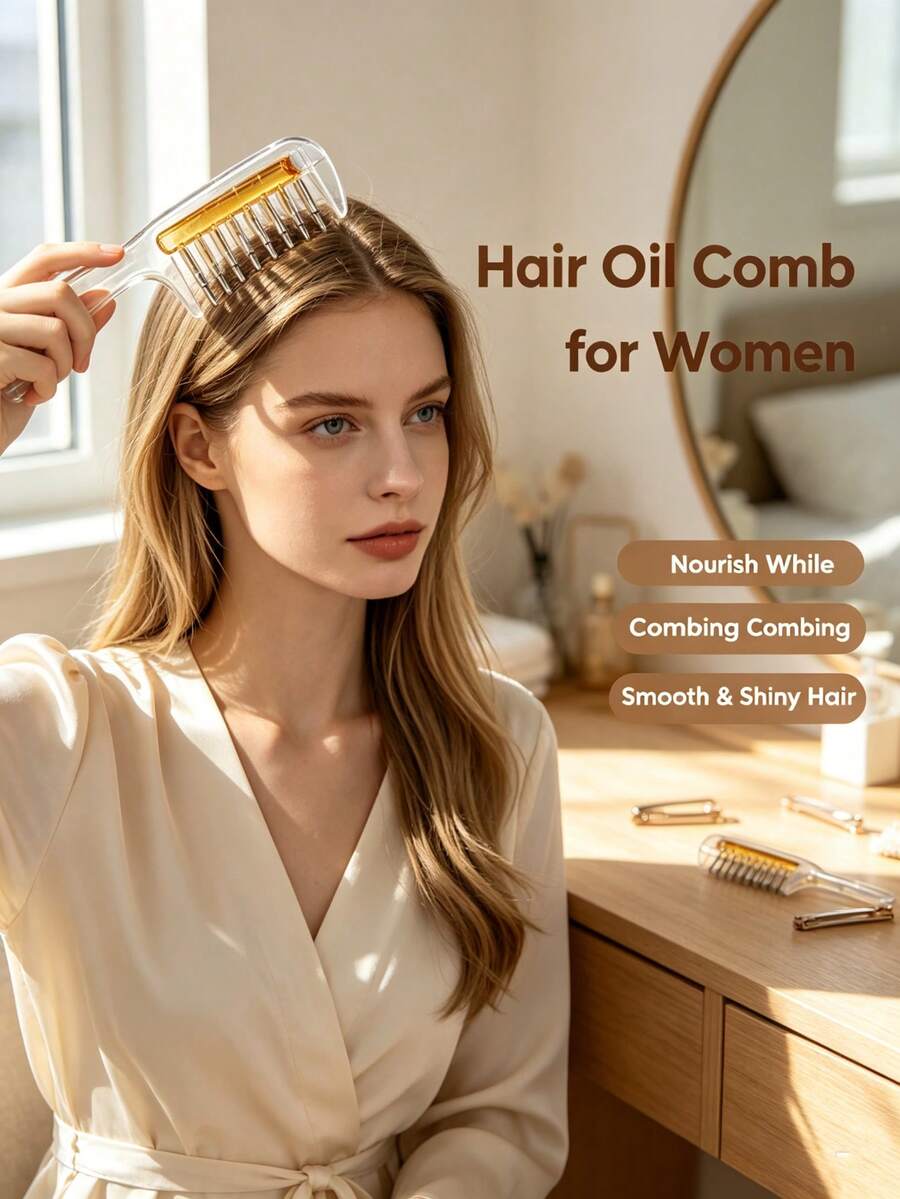 Scalp Hair Oil Dispensing Comb, Hair Root Essence Applicator, Refillable Hair Ca - image 4