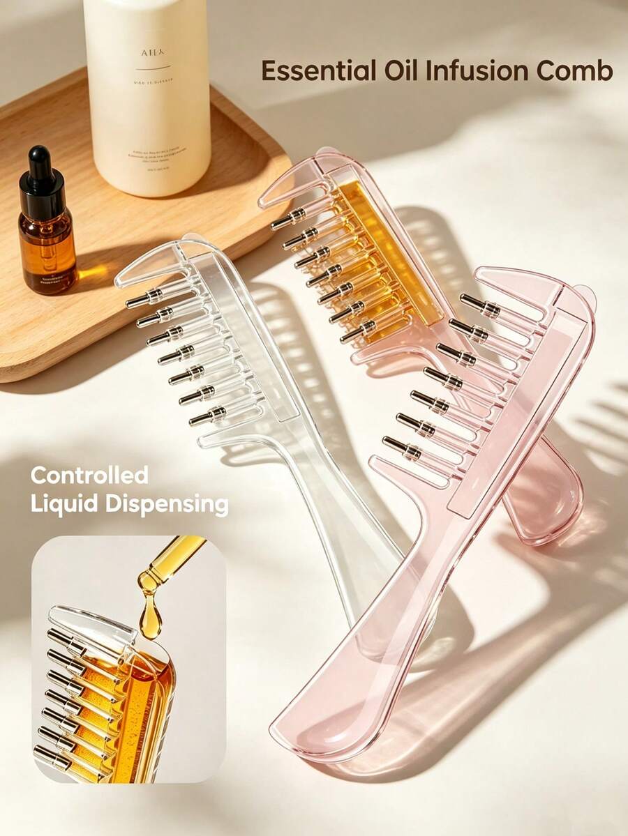 Scalp Hair Oil Dispensing Comb, Hair Root Essence Applicator, Refillable Hair Ca - image 1