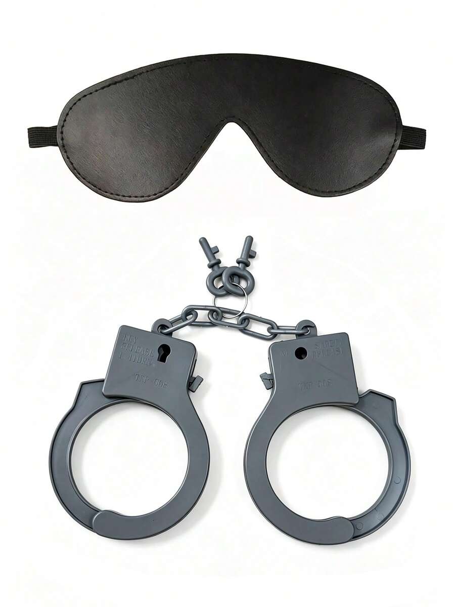 Halloween Costume Role Play Accessories, Black PU Leather Eye Mask And Plastic H - image 6
