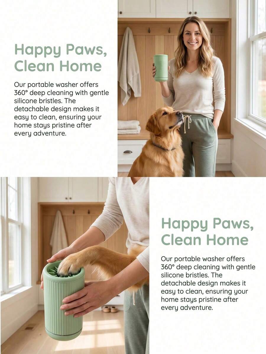 Pet paw cleaner cup, durable PP material, side view