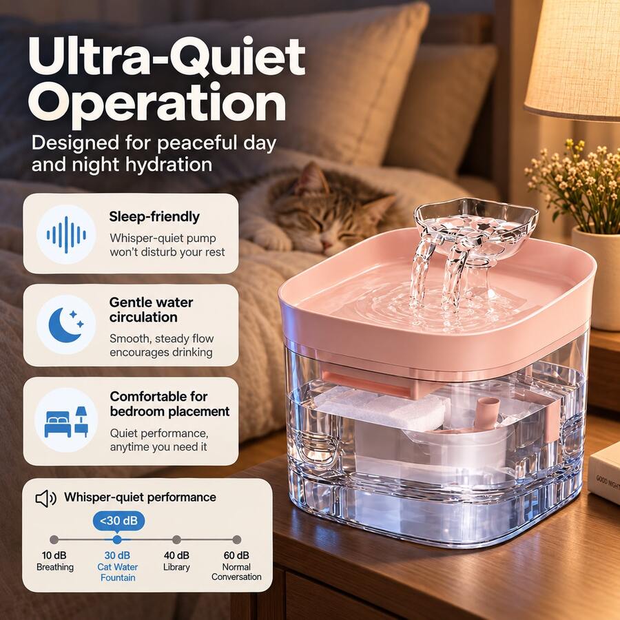 USB powered cat water fountain with power cable