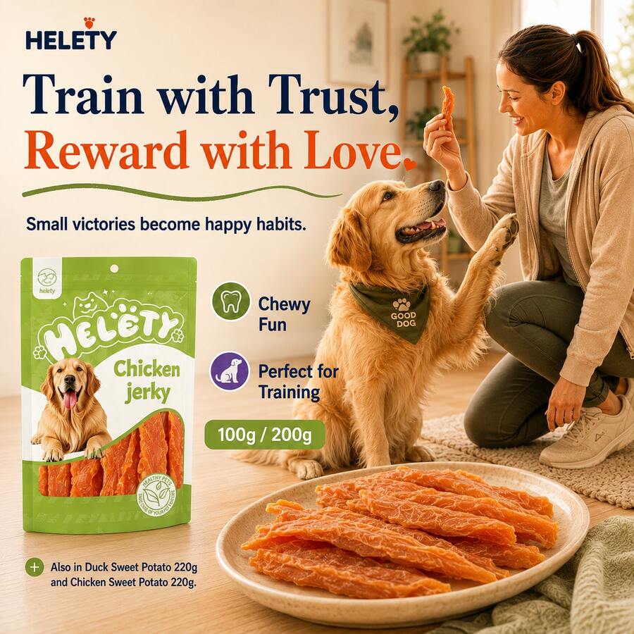 HELETY chicken and duck sweet potato dog snacks for small, medium and large dogs