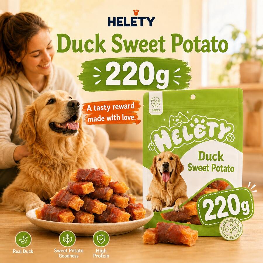 HELETY Duck Meat Roll with Sweet Potato dog treats 220g pack