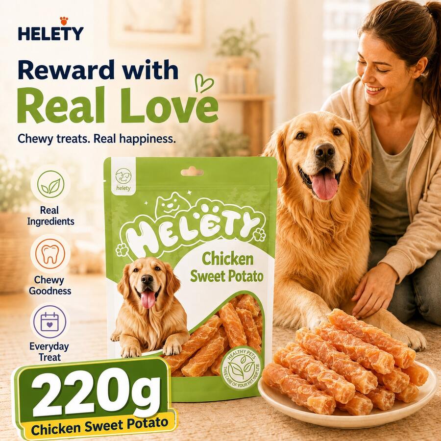 HELETY Chicken Roll with Sweet Potato dog treats 220g pack