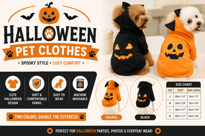 Halloween Dog Costume Hoodie – Cute Pumpkin Pet Costume for Dogs & Cats