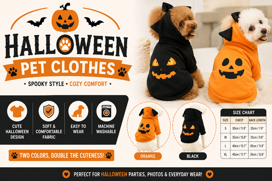 Halloween Dog Costume Hoodie – Cute Pumpkin Pet Costume for Dogs & Cats