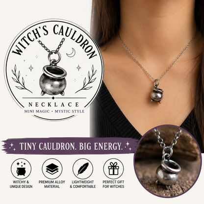 Witch Cauldron Necklace – Antique Silver Witchy Pendant Jewelry