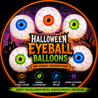 Halloween Eyeball Balloons – Spooky Inflatable Eyeball Decorations for Halloween Party, Haunted House & Yard Decor