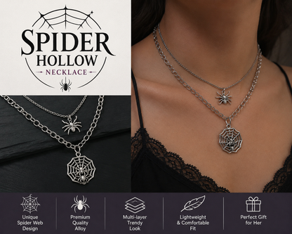 Halloween Spider Necklace – Multi-Layer Web Pendant Gothic Statement Jewelry