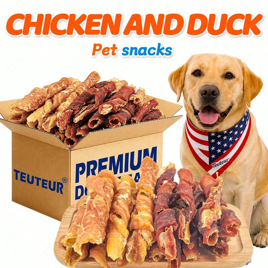 Teuteur Premium Duck Leg Dog Chews Crunchy Duck Meat Treats For Small Medium Large Dogs Long Lasting Chew Sticks For Training Rewards High Protein Natural Dog Snacks For Teeth Cleaning Puppy Adult Dogs Tasty Pet Treats