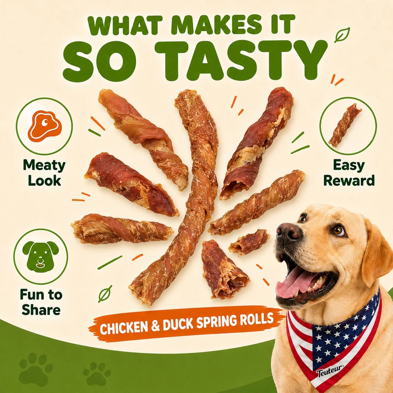 Teuteur Premium Duck Leg Dog Chews Crunchy Duck Meat Treats For Small Medium Large Dogs Long Lasting Chew Sticks For Training Rewards High Protein Natural Dog Snacks For Teeth Cleaning Puppy Adult Dogs Tasty Pet Treats