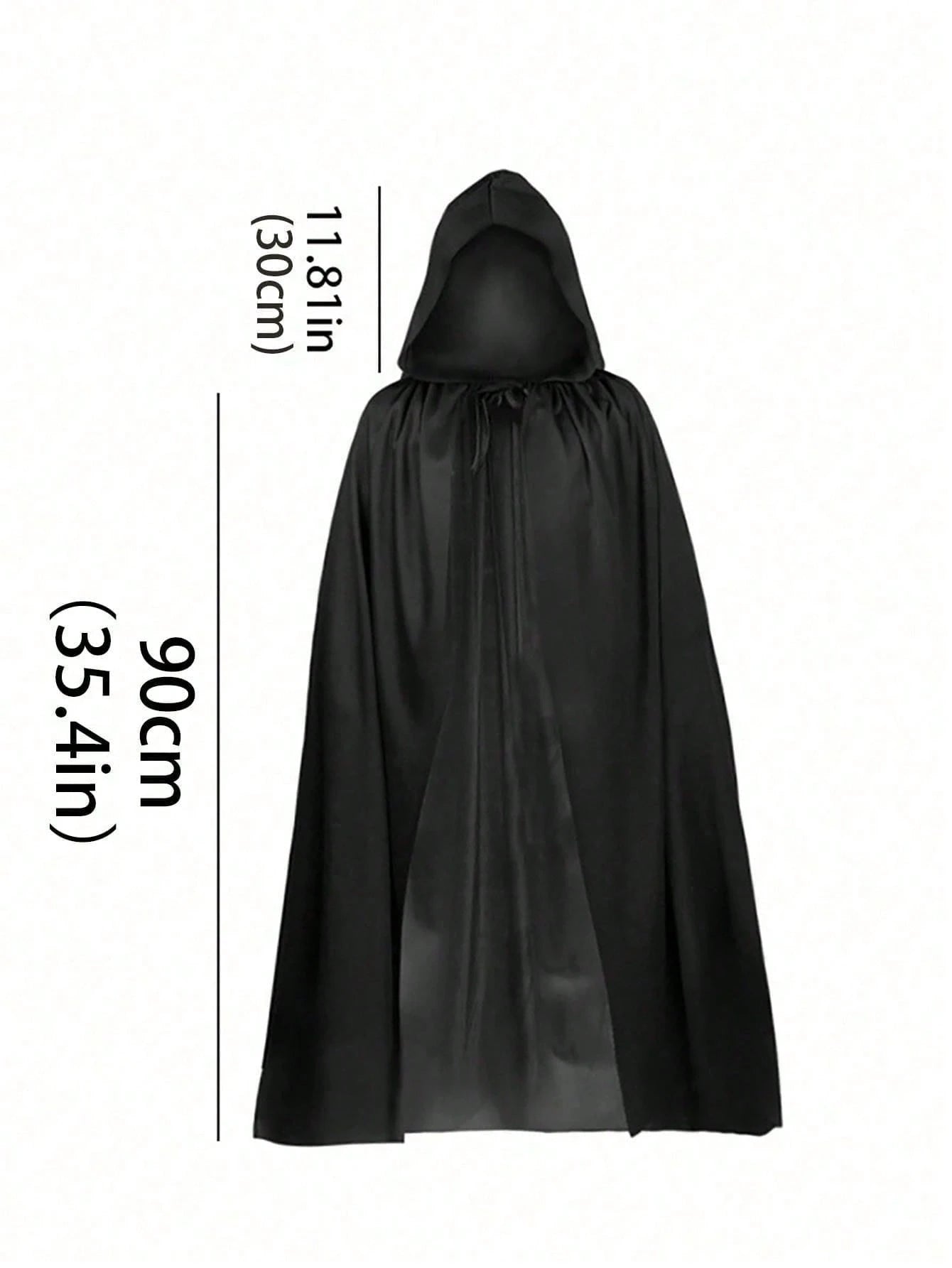 Adult Halloween Hooded Cloak – Black Velvet Cape for Men & Women | Full-Length Vampire, Witch & Wizard Costume | Gothic Cosplay Costume for Halloween Parties