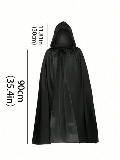 Adult Halloween Hooded Cloak – Black Velvet Cape for Men & Women | Full-Length Vampire, Witch & Wizard Costume | Gothic Cosplay Costume for Halloween Parties