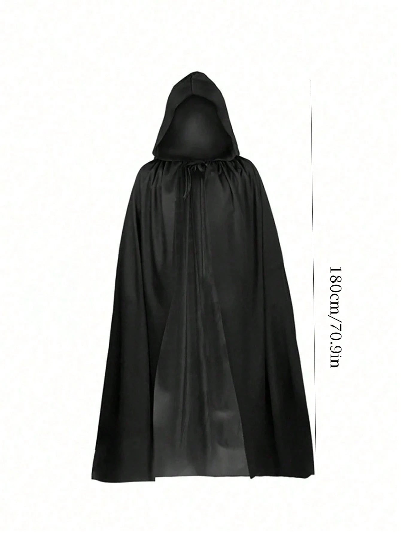 Adult Halloween Hooded Cloak – Black Velvet Cape for Men & Women | Full-Length Vampire, Witch & Wizard Costume | Gothic Cosplay Costume for Halloween Parties