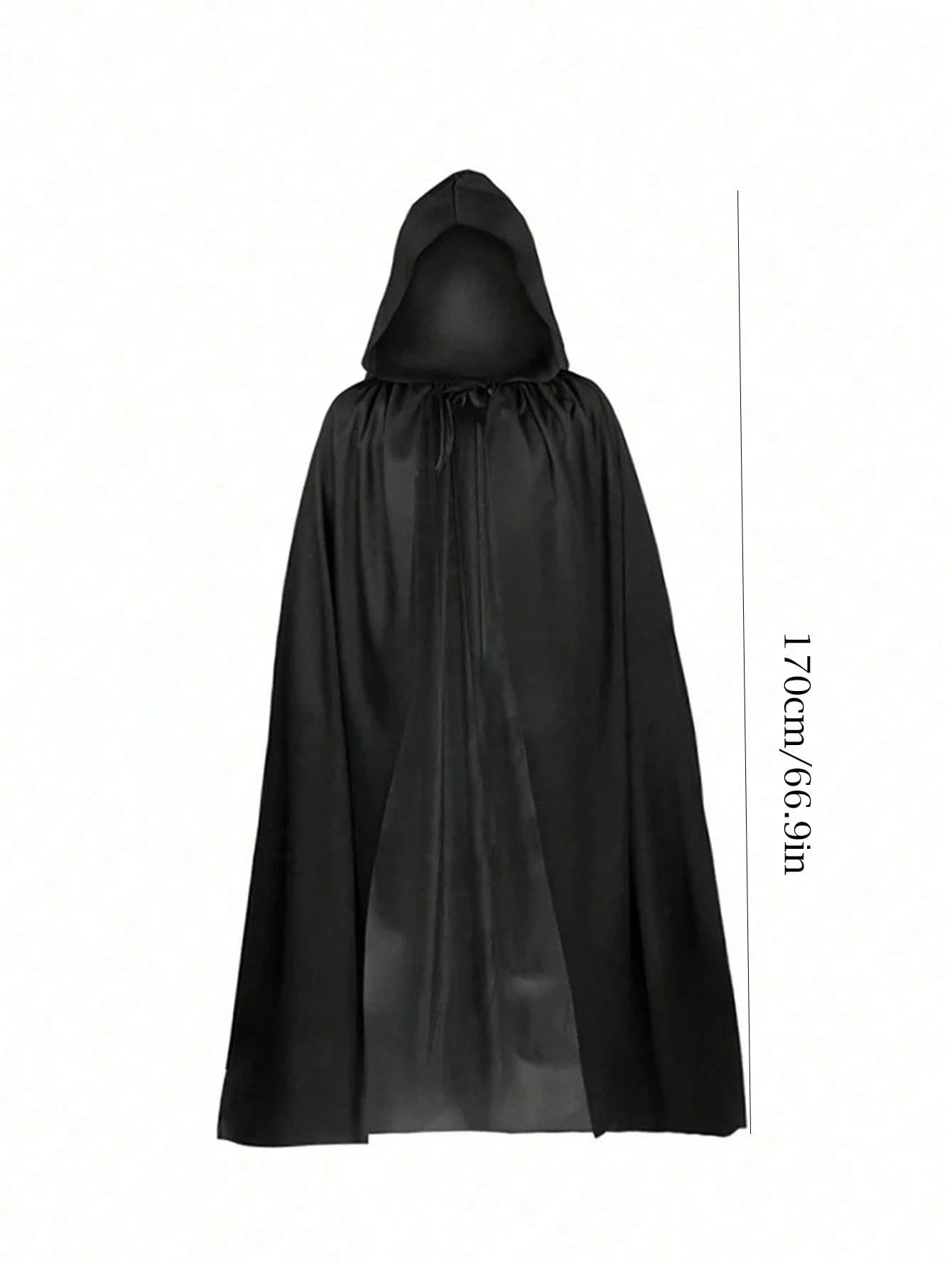 Adult Halloween Hooded Cloak – Black Velvet Cape for Men & Women | Full-Length Vampire, Witch & Wizard Costume | Gothic Cosplay Costume for Halloween Parties