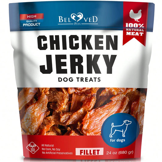 Beloved Pets Chicken Jerky Dog Treats 1.5 Lb - Human Grade Pet Snacks & Grain Free Meat - High Protein Dried Strips - Best Chews For Training Small & Large Dogs - Bulk Soft Pack - Lab Tested In The USA
