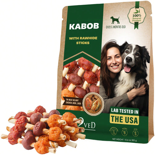 Beloved Pets Kabobs Dog Rawhide Treats With Duck & Chicken Human Grade Meat - Natural Dried Snacks - Grain Free Long Lasting Chews For Large & Small Dogs - Best Sticks For Training & Healthy Teeth - Lab Tested In The USA