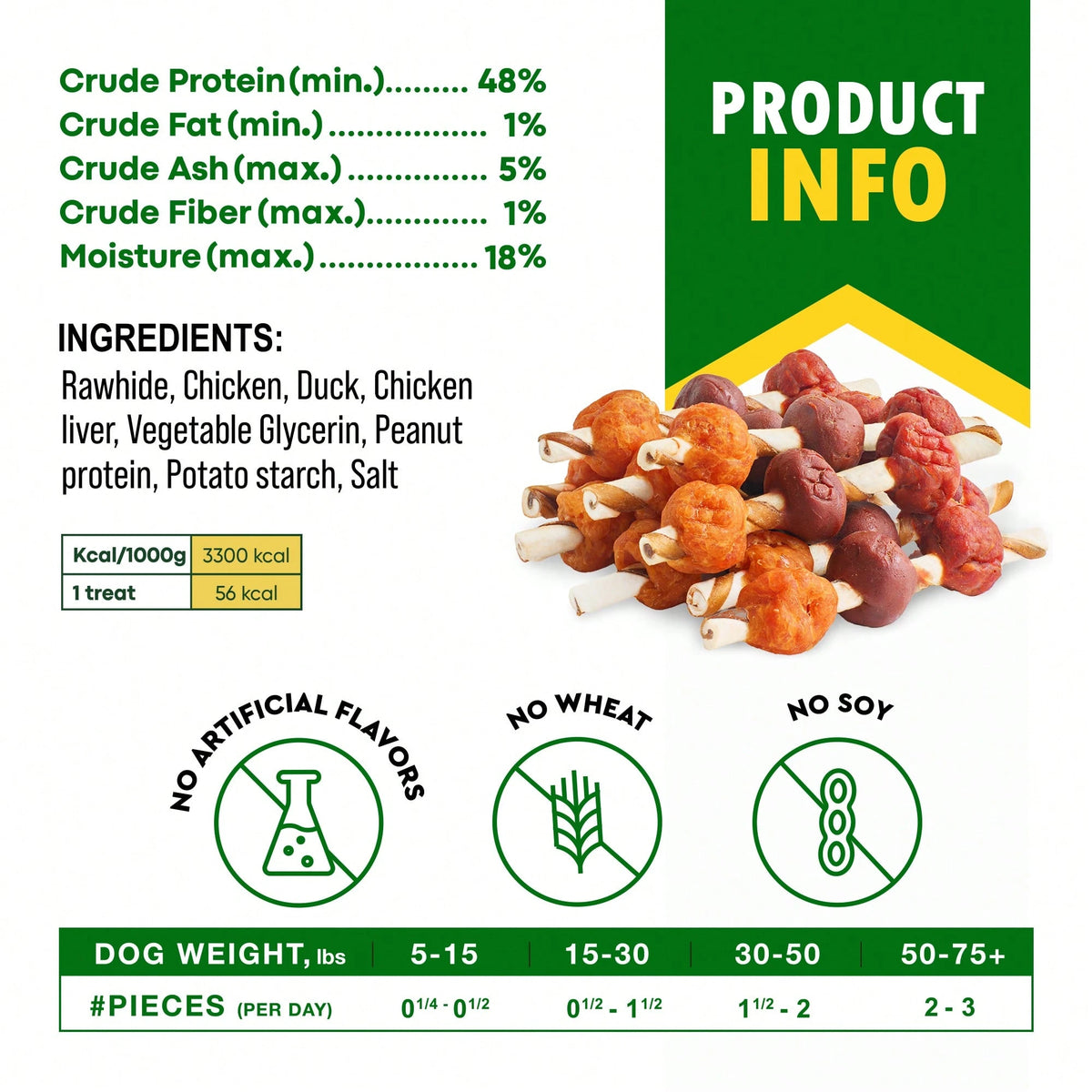 Beloved Pets Kabobs Dog Rawhide Treats With Duck & Chicken Human Grade Meat - Natural Dried Snacks - Grain Free Long Lasting Chews For Large & Small Dogs - Best Sticks For Training & Healthy Teeth - Lab Tested In The USA