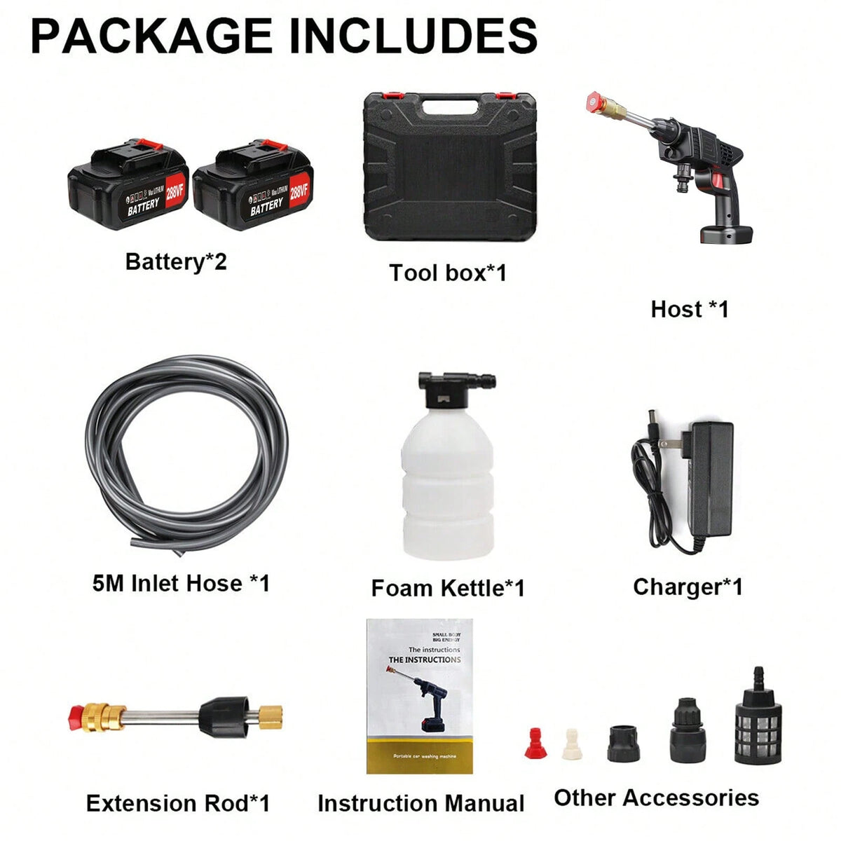 Cordless Pressure Washer, 6-In-1 Nozzle Portable Battery Powered Pressure Washer Handheld, Cordless Pressure Washer, Electric Pressure Water Gun, Handheld Car Washer Gun, Powerful, For Home, Car Washing,Garden Tools