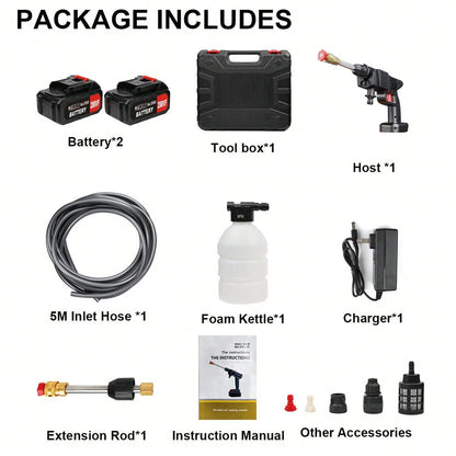 Cordless Pressure Washer, 6-In-1 Nozzle Portable Battery Powered Pressure Washer Handheld, Cordless Pressure Washer, Electric Pressure Water Gun, Handheld Car Washer Gun, Powerful, For Home, Car Washing,Garden Tools