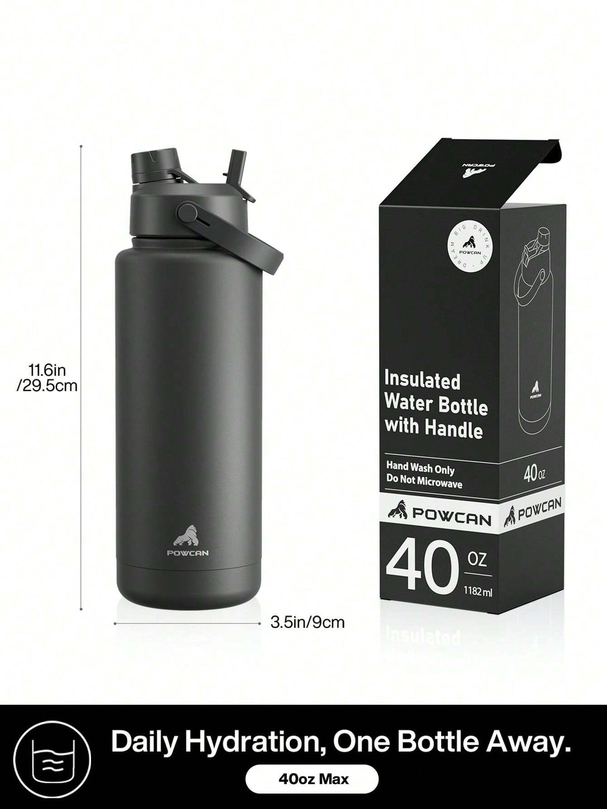 Powcan 40oz Insulated Water Bottle