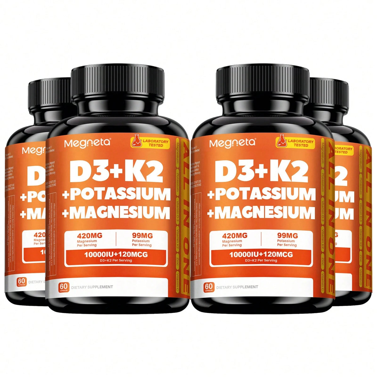 7-in-1 Vitamin D3 + K2 Supplement – Magnesium, Zinc & Vitamin C Vegan Capsules
