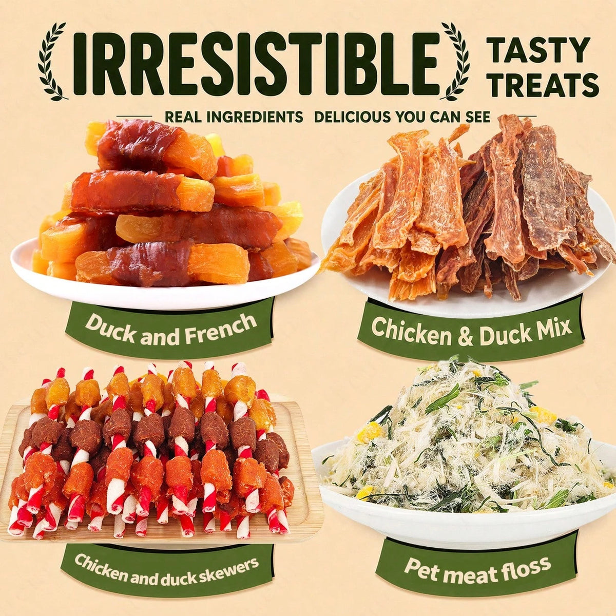 Teuteur Dog Treat Variety Pack – Chicken, Duck & Beef Jerky Snacks for Training & Daily Rewards