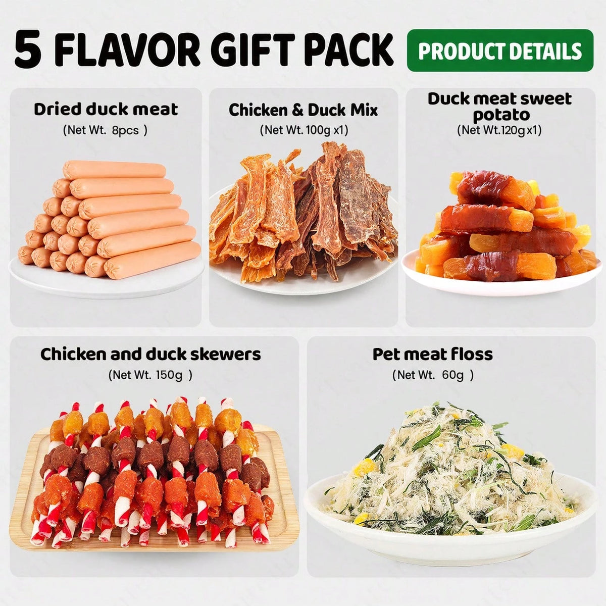 Teuteur Dog Treat Variety Pack – Chicken, Duck & Beef Jerky Snacks for Training & Daily Rewards